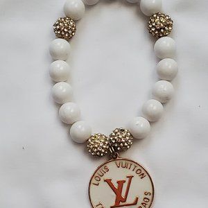 White and Gold Bling Beaded Bracelet